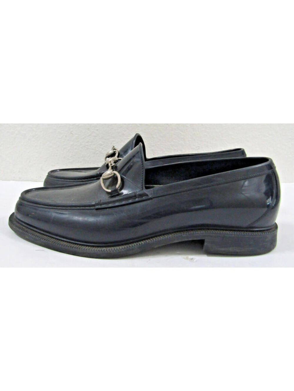 Gucci Rubber Black Loafers Silver Horsebit Gucci Size 10 US Size 10  1/2 - Picture 3 of 12